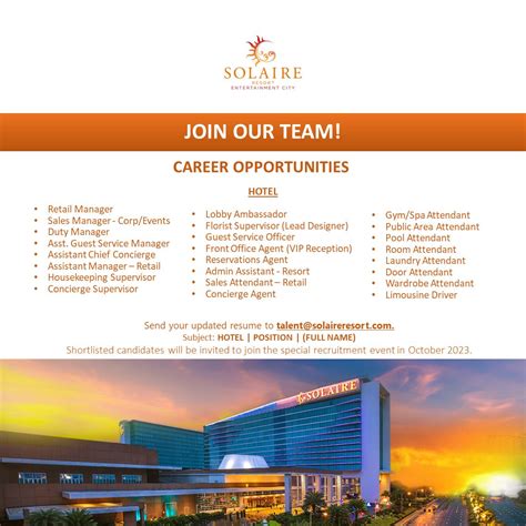 Solaire Resort on LinkedIn: Unlock your career in Hospitality! Join .